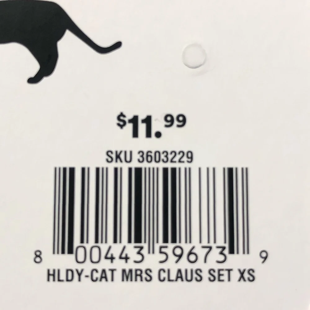 NWT kitten Mrs Claus Neck Hat Costume XS
